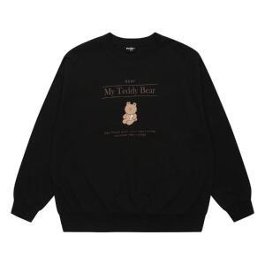 에꼴리에 HC33 루즈핏 베어 캐릭터 맨투맨티 여아,기본티,검정티,여학생,라운드티,에