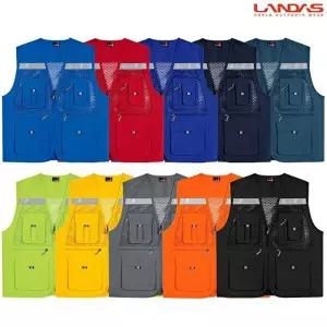 랜더스 남성 여성 단체 안전 왕망사 현장 배달 작업 조끼