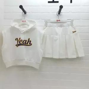 [소이]치어리딩 크롭 후드 조끼 플리츠 스커트(24M5781 5782  WT)_CJ