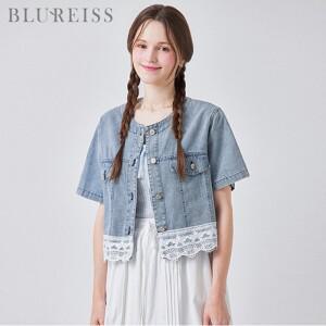 [블루레이스] 레이스 배색 라운드넥 데님 자켓_B5M1JK1111