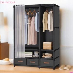 조립식 옷장 수납 스탠드 커튼 서랍형 옷걸이 가벼운 행거 무볼트 부직포 비키니옷장