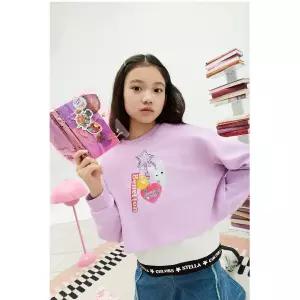 [AK분당점] [베네통 키즈] 키링 크롭 레이어드 맨투맨 QAMT07541VO_바이올렛