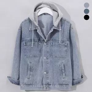 [후앙스]오버핏 캐주얼 후드 탈부착 데님 자켓 점퍼 GZCP-5182