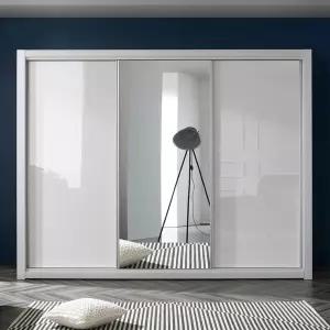 [우아미가구]바채 거울 UV하이그로시 도어 슬라이딩 장롱 3통 A형