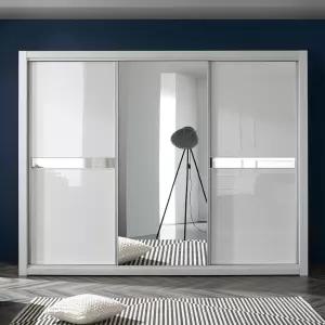 [우아미가구]바채 거울 UV하이그로시 도어 슬라이딩 장롱 3통 C형