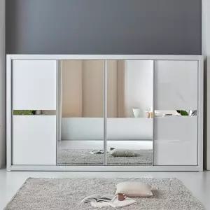 [우아미가구]보민 거울 UV하이그로시 도어 슬라이딩 장롱 4통 C형