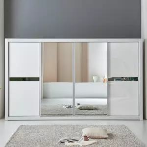 [우아미가구]보민 거울 UV하이그로시 도어 슬라이딩 장롱 4통 D형