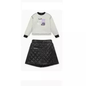 [AK분당점] [베네통 키즈] 힙 배색T 퀼팅 랩 스커트 코디세트 QATS09541 QASP02541