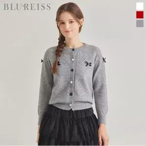 [블루레이스] 리본 진주 라운드넥 니트 가디건_B5F3KC4501