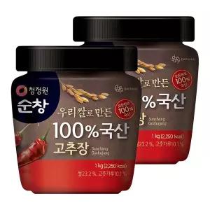 청정원순창 우리쌀로 만든 100% 국산 고추장, 1kg, 2개