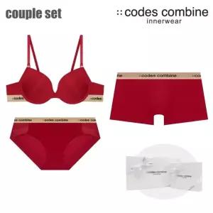 [롯데백화점]코데즈컴바인 이너웨어 베이직 레드 [몰드브라+팬티+드로즈] 커플속옷세트 (CEWBRBPDR961RD)