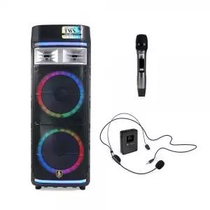 버스킹 이동식 앰프 300W 스피커 충전식 본체 + UHF 핸드/헤드 핀 마이크 각1개 CR500NSAC