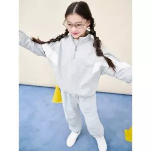 [BEANPOLE KIDS] 배색 반집업 플리스 안감 겨울 상하 세트  라이트 그레이 (BI5Y41U042) (BI5Y41U042)