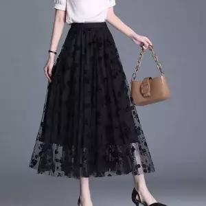 여성 플라워 밴딩 쉬폰 스커트