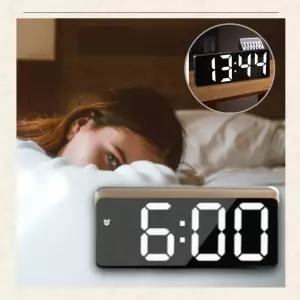 무소음 인테리어 알람 LED시계 야광 디지털 탁상시계 우드