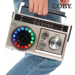 코비 COBY 디스코 라디오 블루투스 스피커 RGB라이팅 LED손전등 FM AM SW USB TF카드 CRF30B