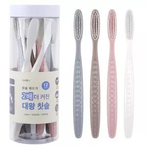 2단모 왕 큰 대왕 칫솔 12개입 치아 2단모 구강 용품 칫솔 대용량 충치 건강 욕실 양치