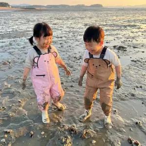 트렌빌 아동 장화 가슴장화 유아 웨이더 키즈 레인부츠 갯벌 체험 옷 해루질 조개잡이 어린이 낚시 바지 방수 신발