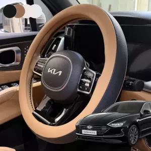 쏘나타 핸들커버 자동차 투톤 타공 가죽 미끄럼방지 사계절 공용