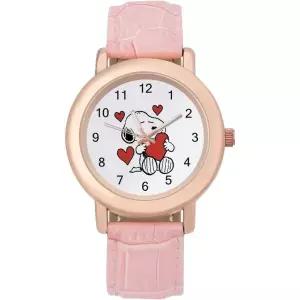 Emzlikne 스누피 손목시계 스타일리시 남성용 여성용 아날로그 방수 가죽 스트랩 표준 스타일