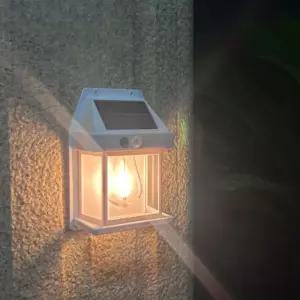 펜션 카페 텅스텐 필라멘트 태양광 벽부등 화이트/문주/램프/잔디/조명등/인테리어/외부/야외/LED/태양