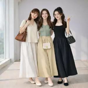 여성 여름 치마바지 쿨링 밴딩 와이드팬츠 롱 냉장고 플레어 체형커버 바지