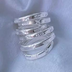 [당일출고/핸드메이드/99.9%순은] 러프 텍스처 빈티지 감성 묵결 실버링