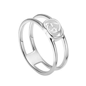 (케이스,쇼핑백포함)(공식매장AS가능)선물포장 구찌 인터로킹 G 씬 오픈 밴드 실버 반지 298036