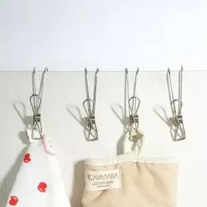 스텐 고리집게 4개 스텐주방 스텐미니 문구용 스프링 건조 소품걸이 행주