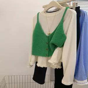 여성 니트 뷔스티에 뜨개 간절기 슬림핏 연말룩 S 조끼