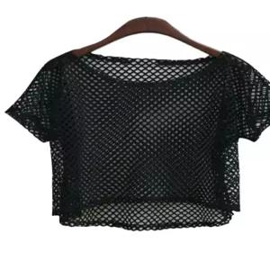 줌바댄스복 크롭 메쉬 그물 시스루 티셔츠 망사 에어로빅
