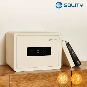 솔리티 스마트 디지털 금고 SF-100B 크림화이트 지문인식 비상키 비밀번호 듀얼인증 용적 27L 무게 15KG 세련된 디자인 고급스러운 마감 냉간압연강판 경고시스템 가정용 사무용 사무실 미니 개인 소형
