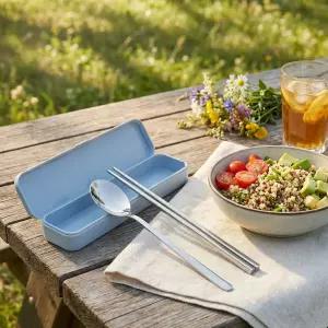 스푼데이 304 스테인레스 무소음 도시락 수저세트 휴대용 캠핑 직장인 커트러리