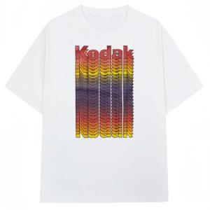코닥 썸머 브랜드 웃긴 더블 프린트 100% 코튼 남성 티셔츠 데일리 스포츠 캐주얼 솔리드 컬러 다용도 통기