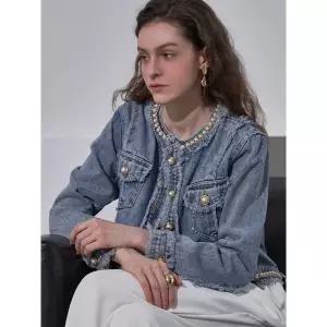 [하프클럽/]진주 포인트 아웃 포켓 데님 자켓 MN04JK705HJY