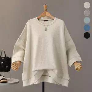 [모노시크] 파코즈 스티치 루즈핏 7부 맨투맨_MNTG605