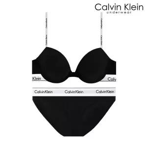 [Calvin Klein]CK 여성 아이콘 코튼 데미 브라+팬티 세트 QF8499+QF8520 BLACK