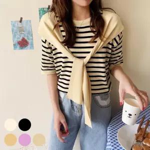 티셔츠 니트 스트라이프 캐주얼니트 기능성티셔츠 페이크