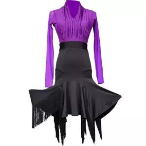 댄스 퍼플 라인 스포츠 XL 밸리댄스복 라틴 성인 세트 상의블랙 스커트 공연