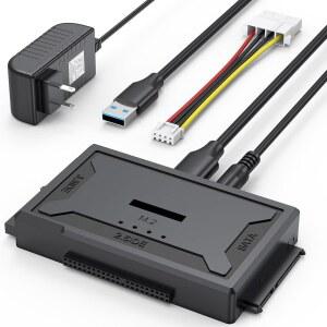 하드 드라이브 리더 4-in-1, M.2 SATA IDE에서 USB 도킹 스테이션, 10Gbps NVME 도크, 12V / 2A 전원 어댑터가 포함된 컴퓨터 울트라 데이터 검색 키트(내부 2.5인치 3.5인치 PATA HDD SSD 블루레이 드라이브용)