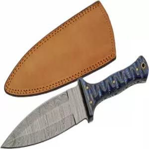 산즈 다마스쿠스 헌팅 나이프 10.5인치 - 남성용 캠핑 사냥 및 야외용 나무 손잡이가 있는 파란색 고정