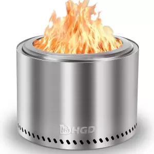 HGD 19.5인치 무연 화덕 야외 2차 연소가 가능한 스테인리스 목재 정원용 뒷마당 파티오 스토브 바비큐