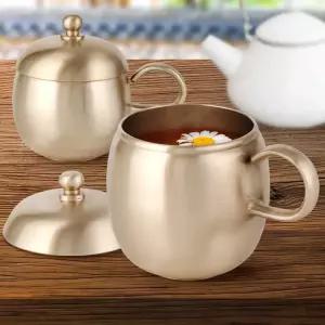 라떼잔  방짜 머그컵 손잡이옥찻잔 유기컵 물컵 뚜껑 커피잔 유기잔