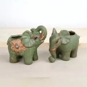 [이지커머스]연두 코끼리 한쌍 미니화분/다육화분 미니화분 다육화분 작은화분 핸드메이드화분 꽃화분