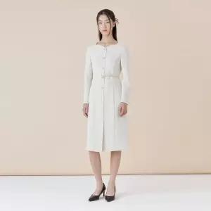 라인어디션 하트넥 벨티드 미디 원피스NWOPNJ07 국내매장판 1700960