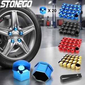 20개 자동차 휠 너트 캡 17mm 방청 커버 타이어 볼트 보호 범용 액세서리