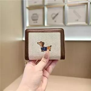 여성 패브릭 귀여운 강아지 캐릭터 카드지갑 반지갑 손지갑