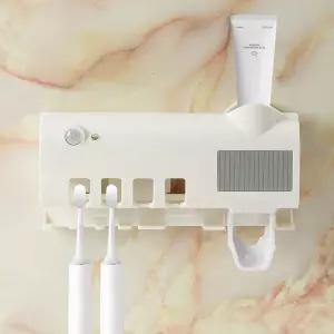 태양광충전 모션감지 무선 칫솔살균기 치약짜개홀더