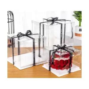 투명 케이크 박스 상자 선물 포장 용기 케이스 받침 포함