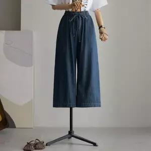 (안나앤플러스) A. 데인 밴딩 8부 데님[데님C0227Q148] 빅사이즈